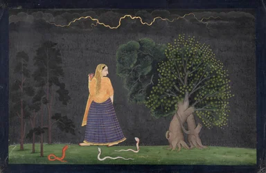 Heldin eilt zu ihrem Liebhaber (Abhisarika Nayika)